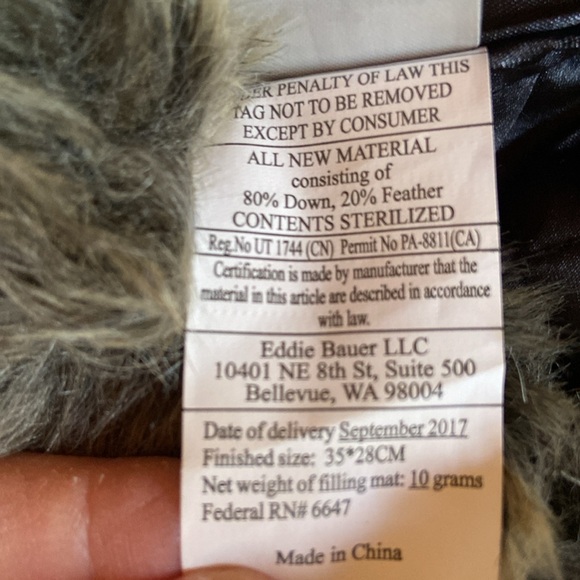 Eddie Bauer Trapper Hat Faux Fur Down Feather Black Quilted Unisex Size S/M - Picture 16 of 17